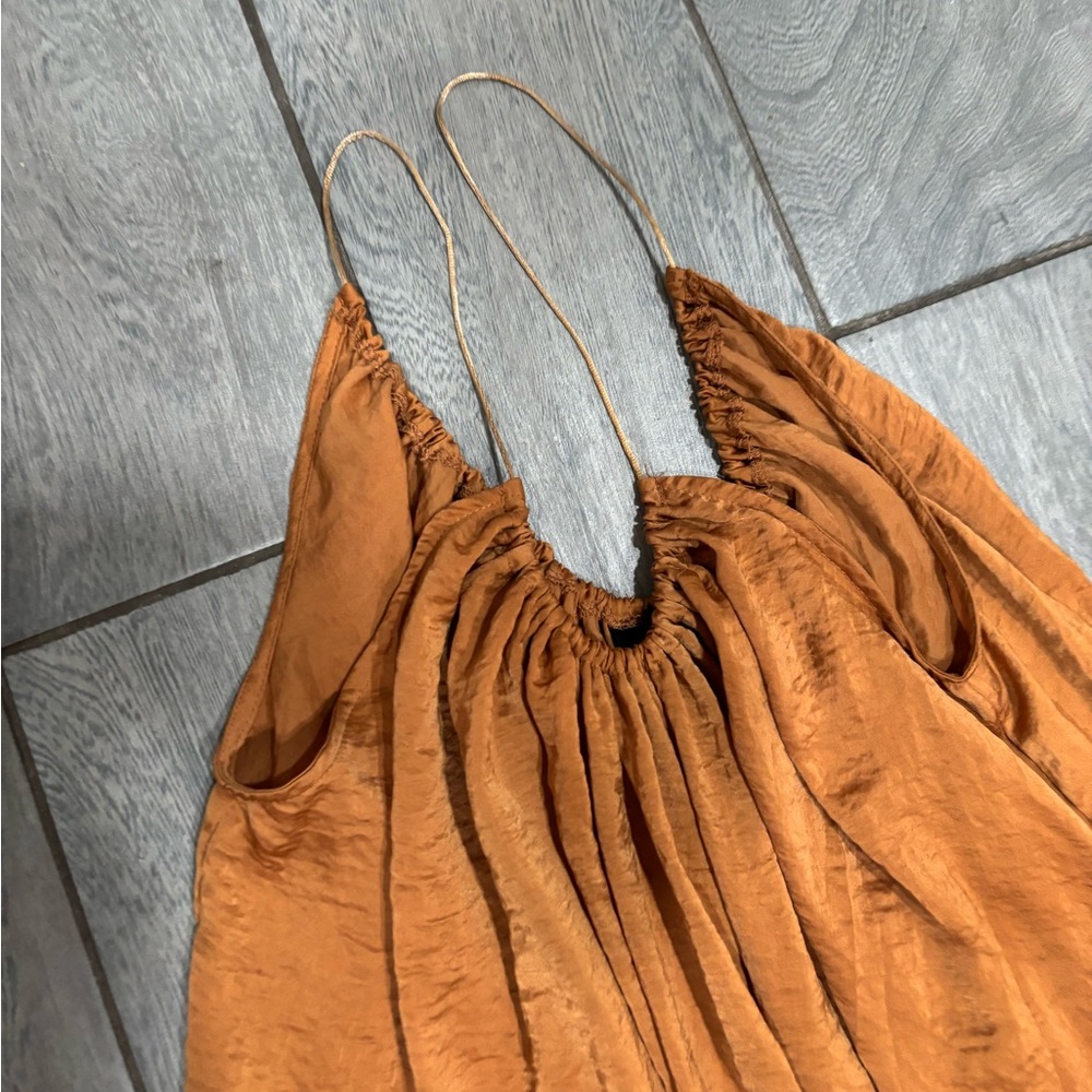 Revolve Knot Sisters String Halter Maxi Dress with Slits Size Small Color Bronze - Picture 4 of 7